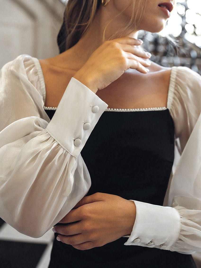 Elegant Off-Shoulder Midi Dress with Sheer Sleeves